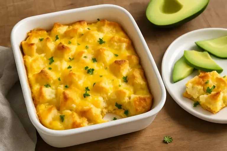 3 ingredient breakfast recipe – baked eggs, cheese, and bread fluffy and golden