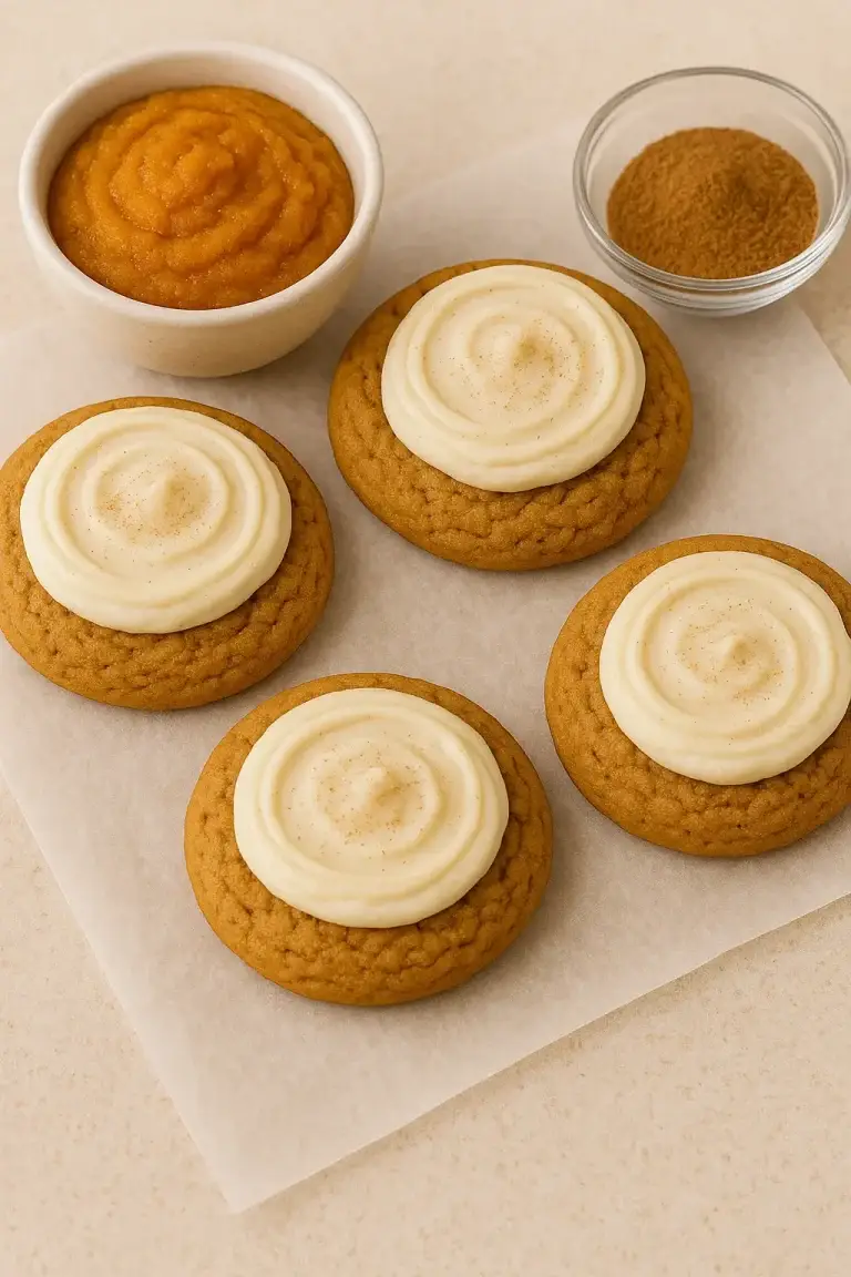 Crumbl Inspired Pumpkin Spice Cookies with Cream Cheese Frosting